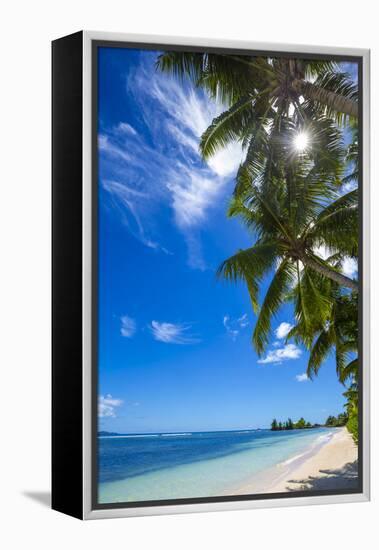 Palm Trees and Tropical Beach, La Digue, Seychelles-Jon Arnold-Framed Premier Image Canvas