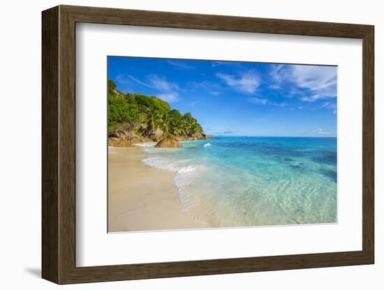 Palm Trees and Tropical Beach, La Digue, Seychelles-Jon Arnold-Framed Photographic Print