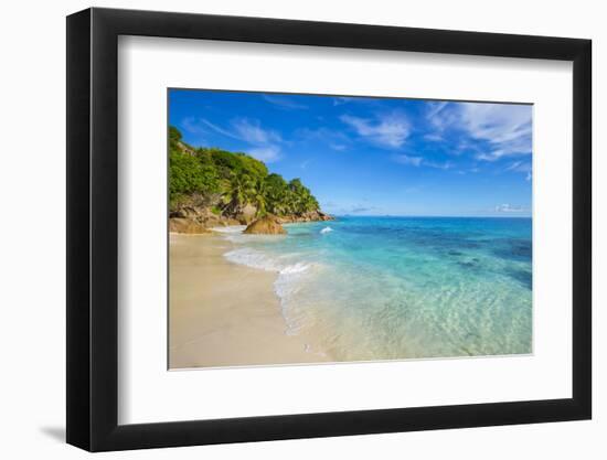 Palm Trees and Tropical Beach, La Digue, Seychelles-Jon Arnold-Framed Photographic Print