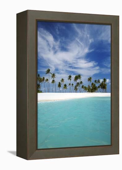 Palm Trees and Tropical Beach, Maldives, Indian Ocean, Asia-Sakis Papadopoulos-Framed Premier Image Canvas
