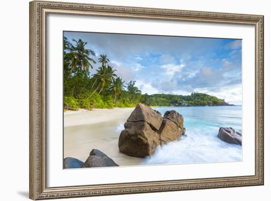 Palm Trees and Tropical Beach, Southern Mahe, Seychelles-Jon Arnold-Framed Photographic Print