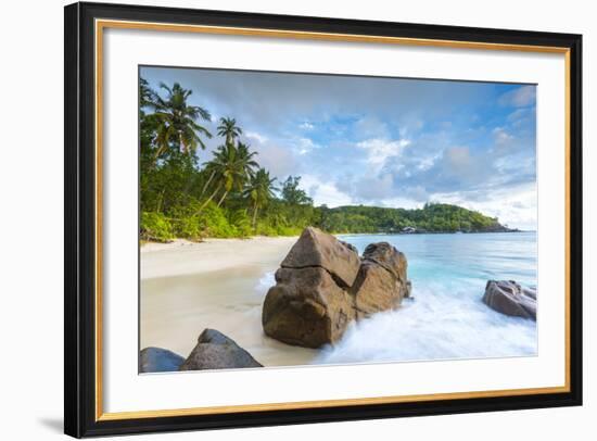 Palm Trees and Tropical Beach, Southern Mahe, Seychelles-Jon Arnold-Framed Photographic Print