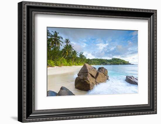 Palm Trees and Tropical Beach, Southern Mahe, Seychelles-Jon Arnold-Framed Photographic Print