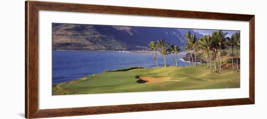 Palm Trees at Seaside, Kiele Course, Number 13, Kauai Lagoons Golf Club, Lihue, Hawaii, USA-null-Framed Photographic Print