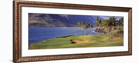 Palm Trees at Seaside, Kiele Course, Number 13, Kauai Lagoons Golf Club, Lihue, Hawaii, USA-null-Framed Photographic Print