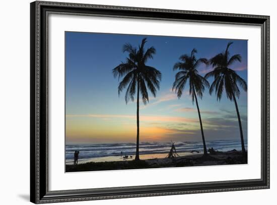 Palm Trees at Sunset on Playa Guiones Surf Beach at Sunset-Rob Francis-Framed Photographic Print