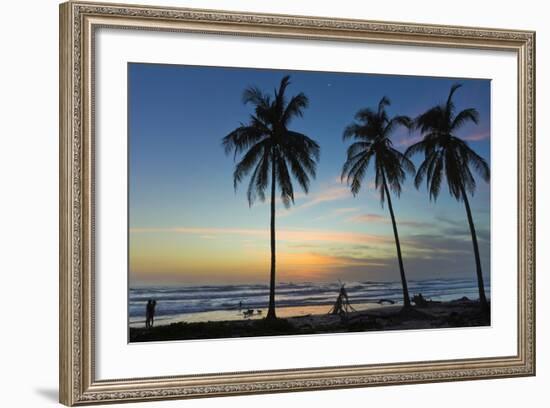 Palm Trees at Sunset on Playa Guiones Surf Beach at Sunset-Rob Francis-Framed Photographic Print