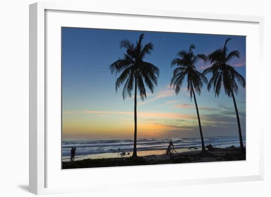 Palm Trees at Sunset on Playa Guiones Surf Beach at Sunset-Rob Francis-Framed Photographic Print