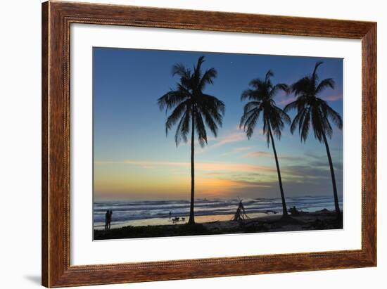 Palm Trees at Sunset on Playa Guiones Surf Beach at Sunset-Rob Francis-Framed Photographic Print