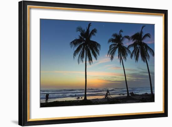 Palm Trees at Sunset on Playa Guiones Surf Beach at Sunset-Rob Francis-Framed Photographic Print