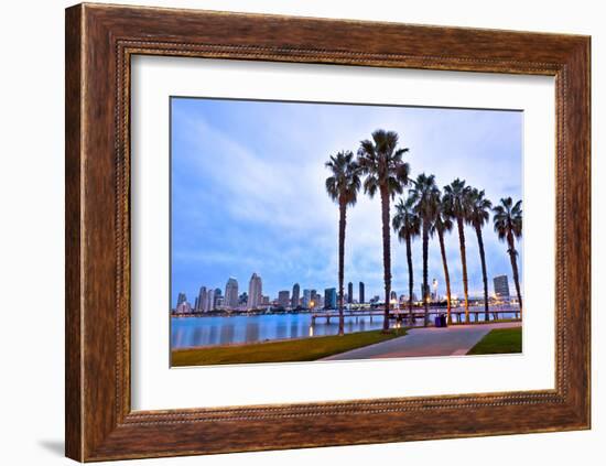 Palm Trees City San Diego Sign-null-Framed Art Print