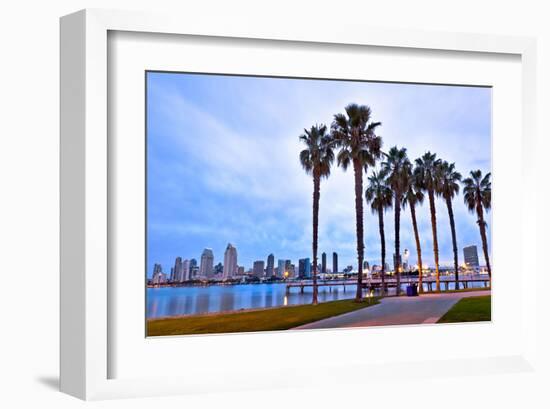 Palm Trees City San Diego Sign-null-Framed Art Print