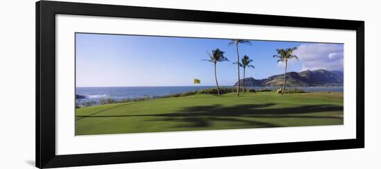 Palm Trees on a Golf Course at the Seaside, Kiele Course, Number 13, Kauai Lagoons Golf Club-null-Framed Photographic Print