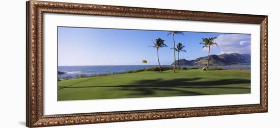 Palm Trees on a Golf Course at the Seaside, Kiele Course, Number 13, Kauai Lagoons Golf Club-null-Framed Photographic Print