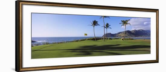 Palm Trees on a Golf Course at the Seaside, Kiele Course, Number 13, Kauai Lagoons Golf Club-null-Framed Photographic Print