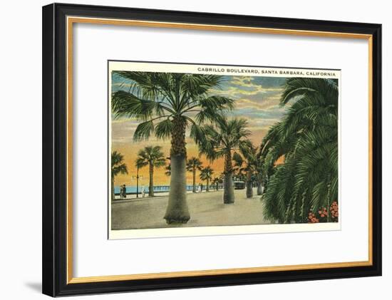 Palm Trees on Cabrillo Boulevard, Santa Barbara, California-null-Framed Art Print