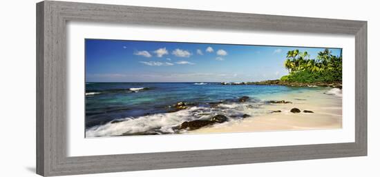 Palm Trees on the Beach, Waimea Bay, Oahu, Hawaii, USA-null-Framed Photographic Print