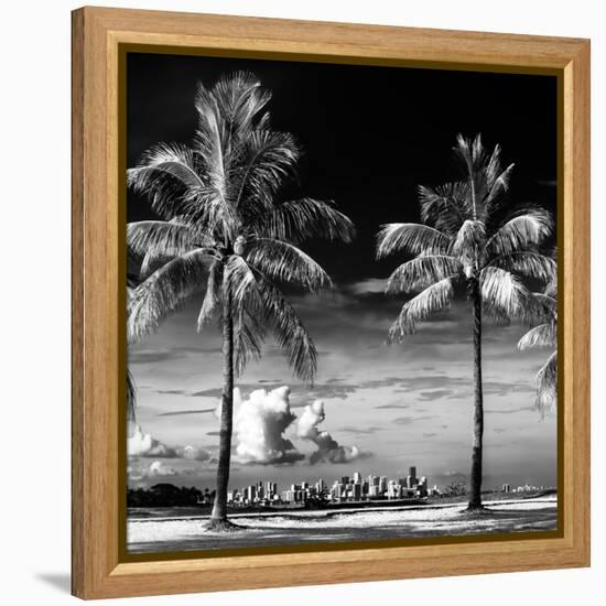 Palm Trees overlooking Downtown Miami - Florida-Philippe Hugonnard-Framed Premier Image Canvas