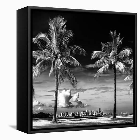Palm Trees overlooking Downtown Miami - Florida-Philippe Hugonnard-Framed Premier Image Canvas