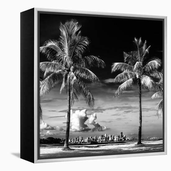 Palm Trees overlooking Downtown Miami - Florida-Philippe Hugonnard-Framed Premier Image Canvas