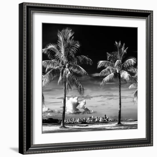 Palm Trees overlooking Downtown Miami - Florida-Philippe Hugonnard-Framed Photographic Print