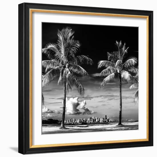 Palm Trees overlooking Downtown Miami - Florida-Philippe Hugonnard-Framed Photographic Print