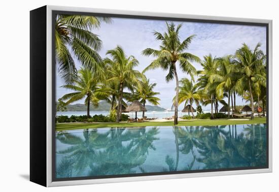 Palm Trees Reflect In The Pool At The Four Seasons Bora Bora-Karine Aigner-Framed Premier Image Canvas