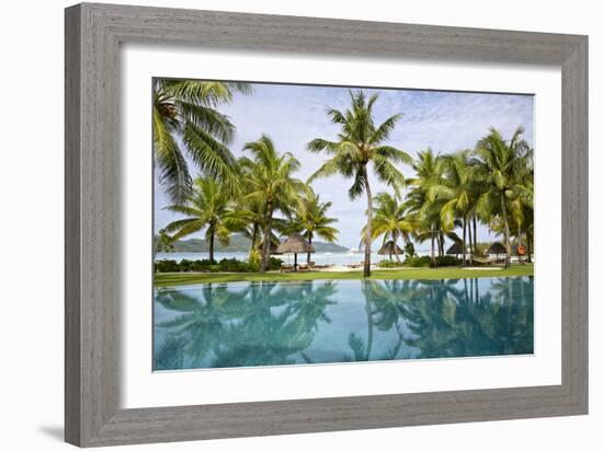 Palm Trees Reflect In The Pool At The Four Seasons Bora Bora-Karine Aigner-Framed Photographic Print