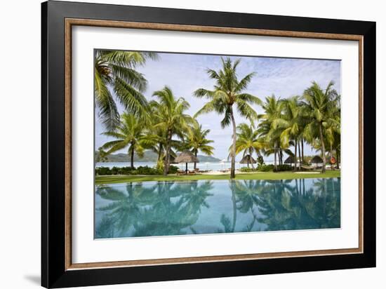 Palm Trees Reflect In The Pool At The Four Seasons Bora Bora-Karine Aigner-Framed Photographic Print