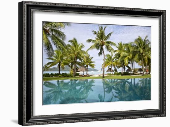 Palm Trees Reflect In The Pool At The Four Seasons Bora Bora-Karine Aigner-Framed Photographic Print