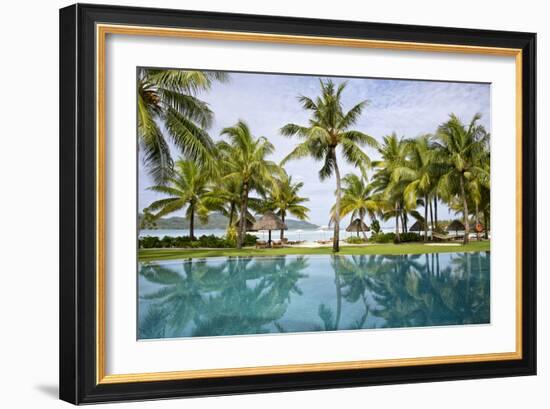 Palm Trees Reflect In The Pool At The Four Seasons Bora Bora-Karine Aigner-Framed Photographic Print