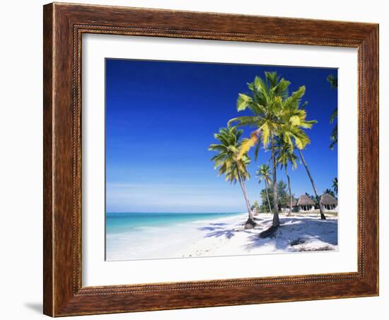 Palm Trees, White Sandy Beach and Indian Ocean, Jambiani, Island of Zanzibar, Tanzania, East Africa-Lee Frost-Framed Photographic Print