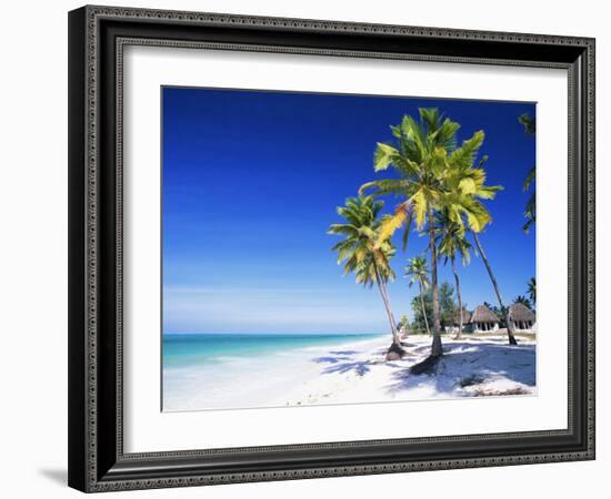 Palm Trees, White Sandy Beach and Indian Ocean, Jambiani, Island of Zanzibar, Tanzania, East Africa-Lee Frost-Framed Photographic Print