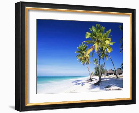 Palm Trees, White Sandy Beach and Indian Ocean, Jambiani, Island of Zanzibar, Tanzania, East Africa-Lee Frost-Framed Photographic Print