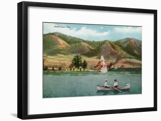 Palmer Lake, Colorado, View of a Couple in a Rowboat on the Lake-Lantern Press-Framed Art Print