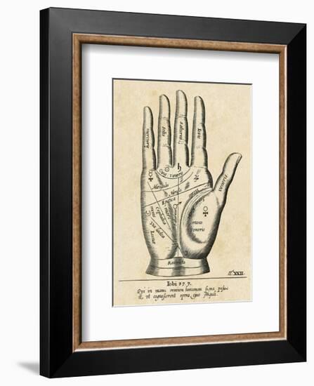 Palmistry: Palm Diagram-Vintage Reproduction-Framed Art Print