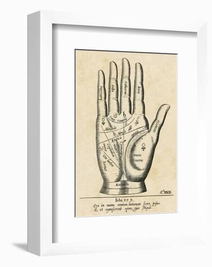 Palmistry: Palm Diagram-Vintage Reproduction-Framed Art Print