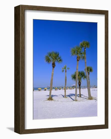 Palms and Beach, Clearwater Beach, Florida, USA-Fraser Hall-Framed Photographic Print