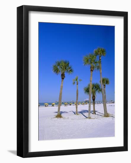 Palms and Beach, Clearwater Beach, Florida, USA-Fraser Hall-Framed Photographic Print