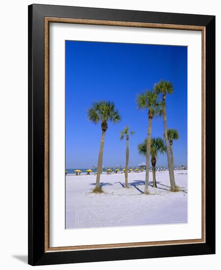 Palms and Beach, Clearwater Beach, Florida, USA-Fraser Hall-Framed Photographic Print