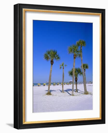 Palms and Beach, Clearwater Beach, Florida, USA-Fraser Hall-Framed Photographic Print