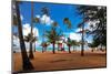 Palms And Lifeguard Hut, Luquillo Beach, Pr-George Oze-Mounted Photographic Print