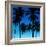 Palms Black on Blue I-Mia Jensen-Framed Art Print