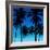 Palms Black on Blue I-Mia Jensen-Framed Art Print
