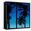 Palms Black on Blue II-Mia Jensen-Framed Stretched Canvas