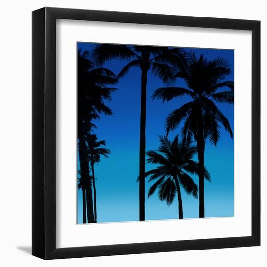 Palms Black on Blue II-Mia Jensen-Framed Art Print