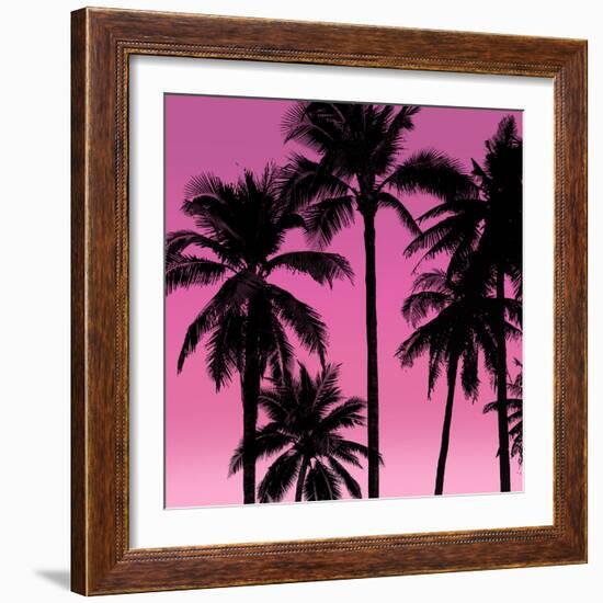 Palms Black on Pink I-Mia Jensen-Framed Art Print