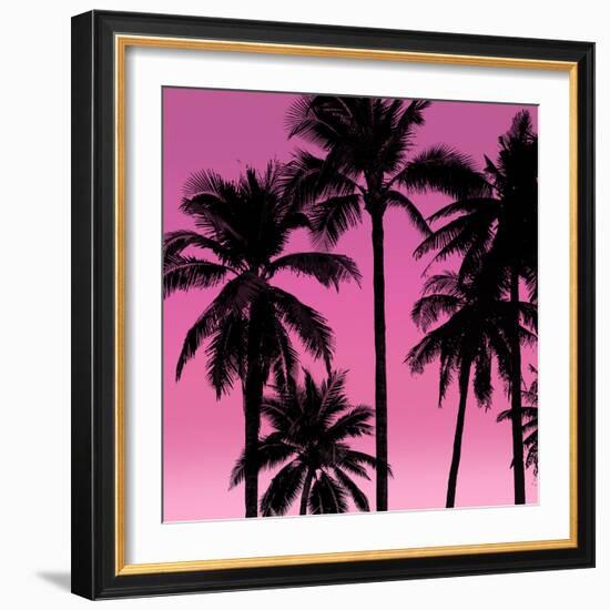 Palms Black on Pink I-Mia Jensen-Framed Art Print