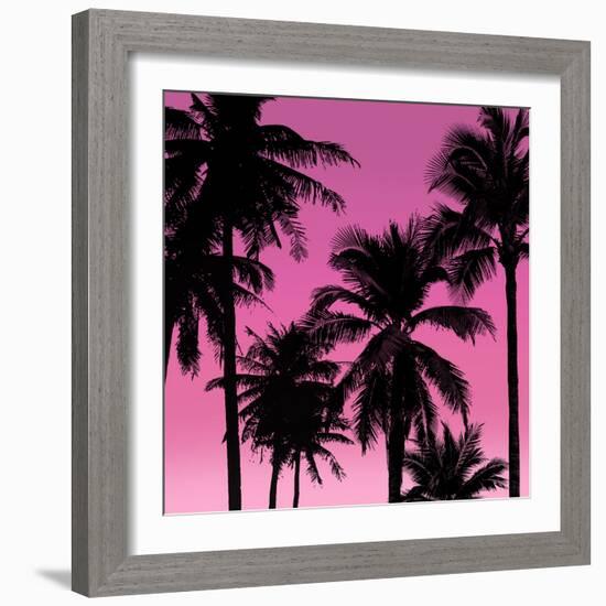 Palms Black on Pink II-Mia Jensen-Framed Art Print