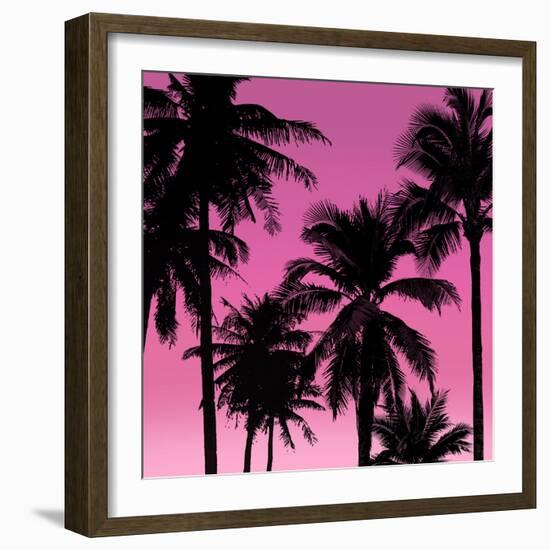 Palms Black on Pink II-Mia Jensen-Framed Art Print
